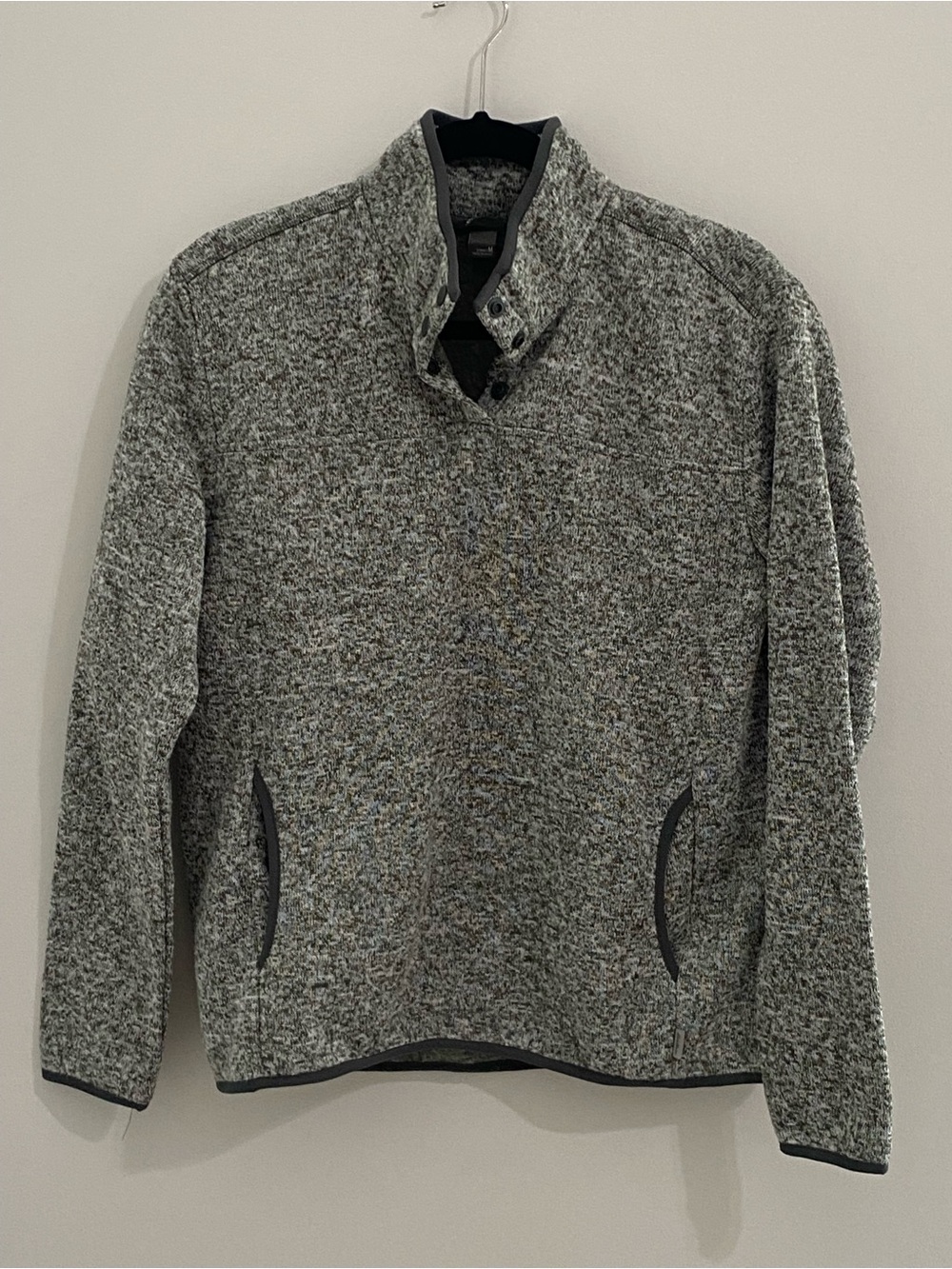 Eddie Bauer Olive Green Heather  Radiator Fleece Snap Neck Pullover Sweater - M